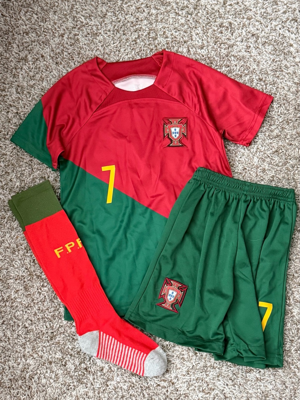 Portugal Kids Soccer Jersey Set - Red & Green